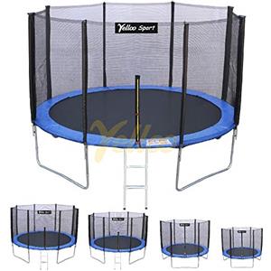 YELLOO SPORT - Trampolino Elastico per Adulti e Bambini, Tappeto Elastico da Giardino Certificato CE TUV GS, Salta Salta Bambini da Esterno, Saltarello per Divertirsi (Blu, Diametro 245 cm)