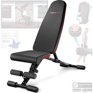 Sportstech Panca pesi Sportstech, pieghevole, di alta qualità, inclinata e piatta, con portata massima di 180 kg, per allenamento addominali e fitness + oltre 40 combinazioni per uso domestico | BRT400