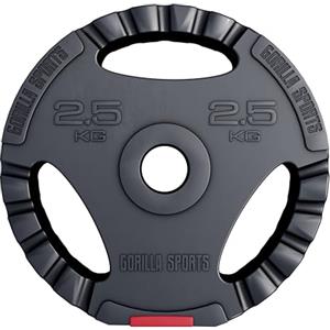 Gorilla Sports® Dischi Pesi - Peso a Scelta: 1,25kg/2,5kg/5kg/10kg/15kg o Set di 17kg/27,5kg/30kg, Foro Ø 30mm, Rivestiti in Plastica - Piastre per Bilanciere e Manubri, Disco Peso