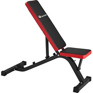 tectake® Panca Regolabile - 116 x 51 x 122 cm - Attrezzatura Fitness Multifunzione, Pesi Palestra, Addominali, Panca Palestra Schienale Regolabile, Home Gym, Palestra Casa, Workout - Nero/Rosso