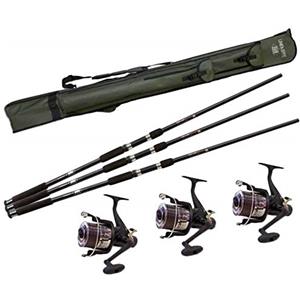 Lineaeffe - Top Carp Full Carpfishing Combo 3 - Set Completo - Pronto all'Uso - Per il Carpfishing - Con 3 Canne - Con 3 Mulinelli Imbobinati e Fodero in Cordura