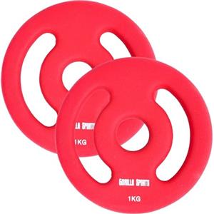 Gorilla Sports® Dischi Pesi - Set di 2, 2x1kg, 2x2kg, 2x3kg, 2x4kg, 2x5kg, Ø 30 mm, Ghisa, Rivestito in Neoprene - Pesi Palestra, Disco Peso, Piastre per Bilanciere e Manubri, Fitness