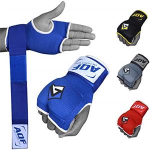 AQF Fasce Boxe, Sottoguanti Boxe Interni Bende 2 Dita, Guantoni Boxe Gel Imbottiti Dita Mano Fascie da Boxe 100cm Lungo per Muay Thai, MMA & Sacco da Box Allenamento (Blu, XL)