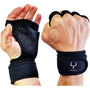 Bullstep® - Guanti Palestra Uomo Donna | Guanti Crossfit Traspiranti Antiscivolo con Polsiere | Grip Palestra | Guanti per trazioni alla sbarra Calisthenics Bodybuilding | Gym Gloves