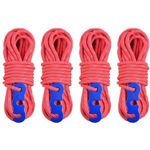 TRIWONDER Tiranti per Corde da Tenda Paracord 3mm Tenditori Regolabili Antivento per Campeggio Teloni Ombrelloni Spiaggia Giardino Gazebo (01 Rosso(φ3mm) - 4 Pezzi)