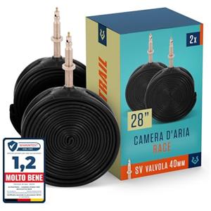 Alphatrail Camera d'aria Bicicletta da Corsa Rick 28 Pollici SV Presta Valvola 2x Set 700 x 18-28c con Garanzia di Mobilità I Copertoni Compatibili Michelin, Continental, Schwalbe, Vittoria & Mavic