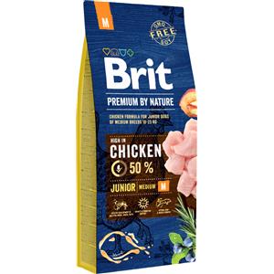 Brit Premium by Nature Crocchette per Cani Junior M - 15 kg, Alimento Completo con Pollo per Cuccioli di Taglia Media (10-25 kg)