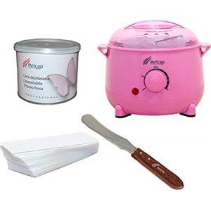 MELCAP KIT SCALDACERA PROFESSIONALE + ROTOLO DEPILAZIONE + BARATTOLO CERA + SPATOLA STENDICERA IN ACCIAIO PER ESTETISTA