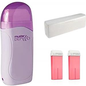 Müster Nuovo Kit Muster Depyllo Manipolo Scaldacera Doppia Resistenza - 100pz Strisce Ceretta - 2 Ricariche Rullo Titanio Rosa Professionale