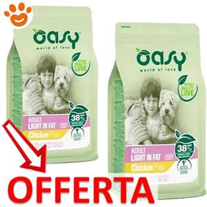 Oasy Dog Lifestage Adult Light in Fat con Pollo - Offerta [PREZZO A CONFEZIONE] Quantità Minima 2, Sacco Da 12 Kg