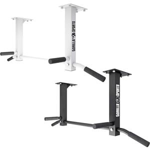 GORILLA SPORTS® Barra per Trazioni - a Soffitto, Carico Max 350 kg, Impugnatura Antiscivolo, in Acciaio, Nero/Bianco - Sbarra Multifunzione, Chin Up, Pull Up Bar, per Sollevamento, Fitness, Palestra