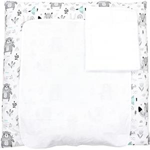 TupTam Materassino per Fasciatoio con 2 Stuoie a Spugna ANK019, Orsi/volpi/Menta, 75 x 80 cm