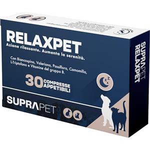 Suprapet Relax Calmante per Cani e Gatti 30 compresse - Rilassante Naturale Contro Stress e Paura con L-Triptofano, Vitamine B, Valeriana, Passiflora, Biancospino, Zenzero