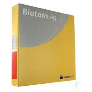 Coloplast Biatain Alginate Ag - Medicazione Assorbente in Alginato con Argento per Lesioni Infette 10x10 cm, 10 Pezzi