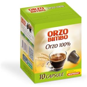 ORZO BIMBO ORZO 100%, Capsule compatibili Nespresso, Naturalmente senza Caffeina, Con solo Orzo, Per la Colazione e le Pause, 10 Capsule