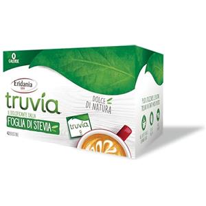 Eridania, Linea Truvía®, Dolcificante Naturale in Bustine, Estratto dalle Foglie di Stevia, Ottimo Sostituto allo Zucchero Bianco, Addolcisce Cibi e Bevande con 0 Calorie, Scatola 40 Bustine x 1 gr