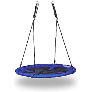 Relaxdays Altalena a Nido Rotonda, Sedia Sospesa da Giardino, capacità Fino 100 kg, HxLxP: 150 x 110 x 110 cm, Blu Scuro
