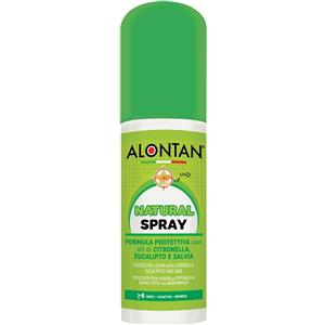 Alontan Natural Spray Repellente Antizanzare 75ml - Lozione Senza Gas per Bambini e Adulti con Oli Essenziali Naturali
