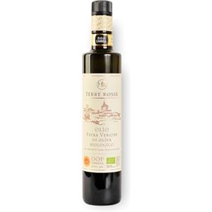 Terre Rosse - Olio Extravergine di Oliva Biologico Spremuto a Freddo - Monocultivar Moraiolo - Certificazioni DOP Umbria Colli Assisi Spoleto e Kosher/P - Campagna Olearia 2024-1 Bottiglia da 500 ml