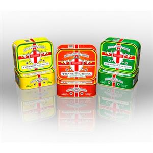 Inke Ventresca, tarantello e tonno di corsa in scatola. 2 pz x 360 gr il varietà (6 pz da 360 gr in totale). Tonno di tonnara lavorato a Buggerru. Le parti nobili del tonno rosso. Sarda Affumicati