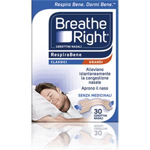 Breathe Right Cerotti Nasali Grandi - 30 Pezzi per Migliorare la Respirazione e Ridurre il Russamento