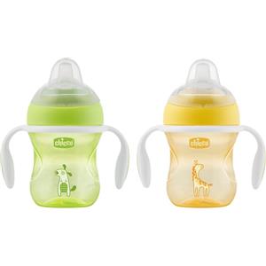 Chicco Tazza Transition Neutra 4 Mesi - Beccuccio Ergonomico in Silicone, Facile Passaggio da Biberon a Tazza
