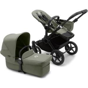 Bugaboo Donkey 5 Mono, Convertibile in un Passeggino Doppio Affiancato, Design Migliorato, Seduta Reversibile, Guida a una Mano e Archiviazione Espandibile, Nero/Forest Green