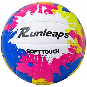 Runleaps Pallone da beach volley, misura 5, morbido, impermeabile, in poliuretano, per interni, esterni, piscina, palestra, allenamento