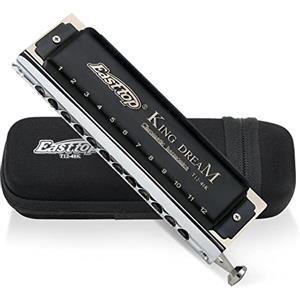 East Top Armonica cromatica chiave di C,12 fori 48 toni King Dream Armonica a bocca professionale per adulti, suonatore di banda, principianti e studenti, come miglior regalo(48K)
