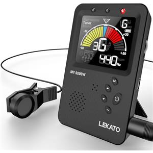 LEKATO Accordatore metronomo, LEKATO accordatore metronomo digitale ricaricabile, Metronome Tuner per chitarra basso violino ukulele e strumenti a fiato, accordatore di precisione con display LCD (nero)