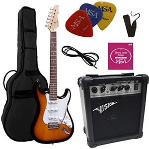 MSA: CHITARRE ELETTRICHE SUNBURST - CHITARRA ELETTRICA SUN BURST - SET CON AMPLIFICATORE DA 20WATT - BORSA - PLETTRO - CORDE - NATURA SUNBURST TRANSPARENTE
