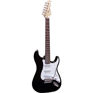 MSA Vision Sound ST5BK - Chitarra elettrica con corpo in legno massiccio, pickup bianco e cavo, colore nero