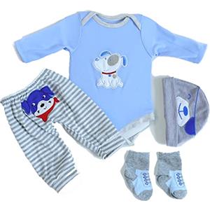 ZIYIUI Vestiti per Bambole per New Born Baby Doll, Cotone con Cappello per 18 -22 Carino Vestiti Bambolotti (45-55 cm) (Blu)