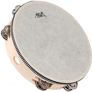AKLOT 25cm tamburello tenuto 10 pollici in mano tamburello doppia fila campana di metallo Jingles faggio strumento musicale educativo a percussione di ballo e accompagnamento di canzoni