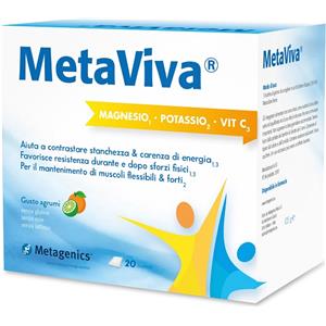 Metagenics MetaViva - Integratore Magnesio, Potassio e Vitamina C in 20 Bustine per Combattere Stanchezza e Favorire Energia