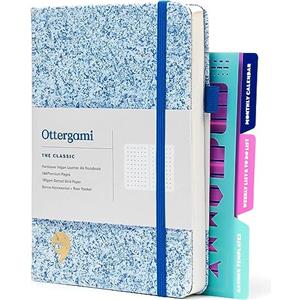 Ottergami Set di diario punteggiato con copertina rigida da 150 g/m², quaderno a griglia a punti A5, il kit include: stencil, tasca posteriore e portapenne, The Classic by