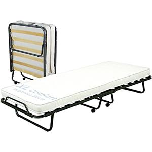 Cortassa Soluko | Letto Brandina Pieghevole a Doghe Con Materasso Polyuretano e Copertura Salvapolvere Inclusa, Struttura Resistente e 4 Ruote Girevoli, 100% Made In Italy 90x200 XL Comfort