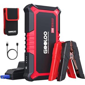 GOOLOO GP2000 Avviatore Batteria 2000A, 12V Jump Starter | Per 8L Benzina 6L Diesel, ‌Booster di Emergenza, Cavi Intelligenti Supersafe, Ricarica Rapida, Luce LED, Power Bank