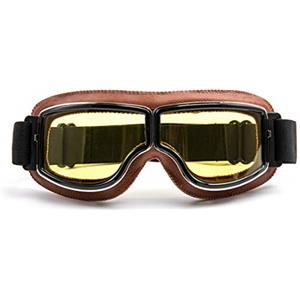 evomosa Occhiali da moto Moto Occhiali da pilota retrò Occhiali antinebbia ATV Occhiali da motocross Occhiali di sicurezza - Lenti gialle
