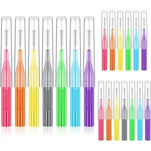 Nuenen 20 Spazzolino Interdentale Stuzzicadenti con Filo Interdentale con Colori e Dimensioni Assortiti Scovolini per Igiene Dentale Orale con Testina Strumenti per Pulizia di Denti