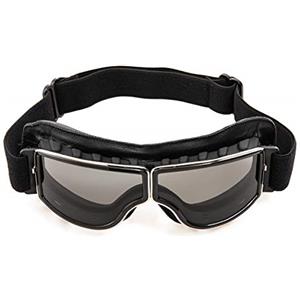 evomosa Occhiali da moto in pelle PU,Occhiali da sole antivento Occhiali sportivi Occhiali da bici retrò per occhiali da motocross ATV (nero A)