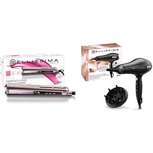 Imetec Bellissima My Pro P3 3400 Asciugacapelli con Motore AC professionale & Bellissima Creativity B9 300 Piastra per Capelli, Styling Liscio o Mosso, Rivestimento in Ceramica