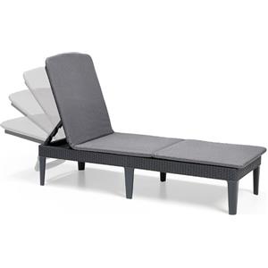 Keter Lettino Prendi Sole Jaipur con Cuscino Incluso, Grafite, 187.5 x 58 x 29 cm, Quattro Regolazioni Schienale
