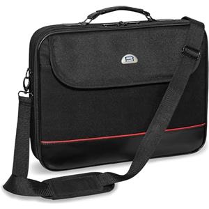 PEDEA - Borsa per Laptop *Trendline* Borsa per Notebook Fino a 18,4 Pollici - Borsa a Tracolla per Computer Portatile - Custodia per Laptop Nera - Borsa da Computer Uomo e Donna