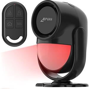 CPVAN Sensore Movimento Allarme Casa Senza Fili 125 DB, Antifurto Casa Wireless con Telecomando, Sirena Allarme Perimetrale per Garage, Porta, Finestre, Esterno, Casetta, Furgone, Camper (Nero)