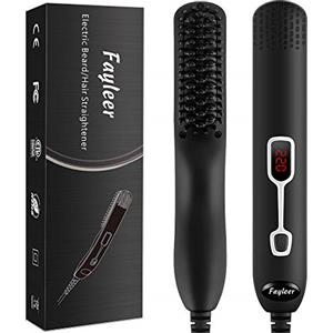 fayleer Piastra per Barba Capelli Uomo, fayleer Pettine per Barba Spazzola Lisciante Elettrica Anti Scottatura con Display LED a Temperatura Regolabile Auto Spegnimento