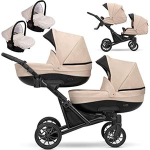 Kunert Un passeggino gemellare 3 in 1 et 2 in 1 navicella carrozzina seggiolino auto KUNERT Booster 3in1 et 2in1 passeggini (crem, 3in1)