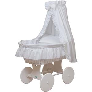 waldin baby collection WALDIN Culla con cappotta,Culla con ruote XXL,IN 24 VARIANTI,telaio/ruote laccato in bianco,colore tessile bianco