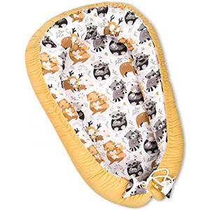 Pimko Velluto multifunzionale bozzolo per bambini riduttore per Letto neonato lettino da viaggio culla babynest cotone 55x90cm (Mustard)