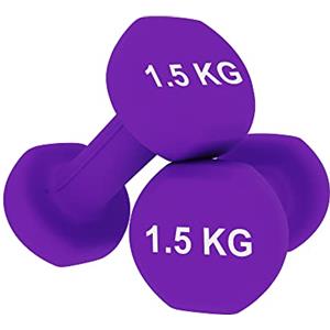 EGLEMTEK Coppia Pesi Palestra Manubri Per Casa Fitness Manubrio In Neoprene Pesetti Esagonali Impugnatura Antiscivolo Body Building Crossfit Aerobica Esercizi Ginnastica 2 x 1.5 Kg Colore Viola